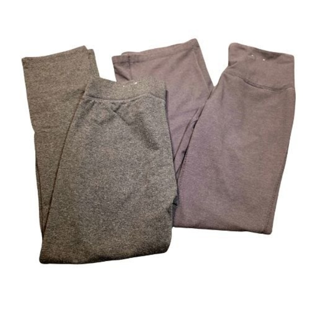 Lot of 2 Womens S/M Leggings Sweats Charcoal Gray Heathered Yoga Pajamas Comfy